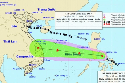 Vùng áp thấp tiếp tục suy yếu và tan dần. (Nguồn: kttv.gov.vn)