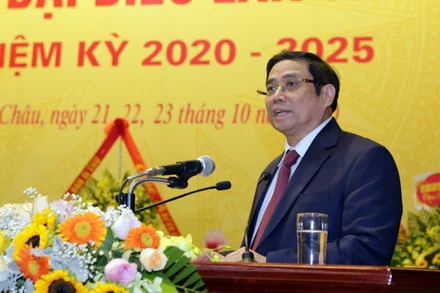 Đồng chí Phạm Minh Chính - Ủy viên Bộ Chính trị, Bí thư Trung ương Đảng, Trưởng Ban Tổ chức Trung ương phát biểu chỉ đạo tại Đại hội.