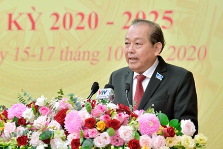 Đồng chí Trương Hòa Bình, Ủy viên Bộ Chính trị, Phó Thủ tướng Thường trực Chính phủ phát biểu chỉ đạo Đại hội. 