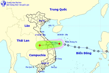 Vị trí và hướng di chuyển của áp thấp nhiệt đới. (Nguồn: kttv.gov.vn)