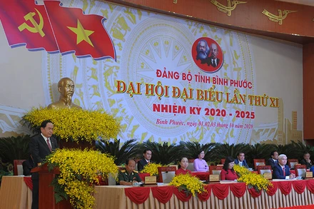 Đồng chí Trần Thanh Mẫn phát biểu tại Đại hội.