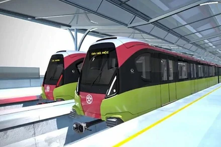 Thiết kế ngoại thất của đoàn tàu đường sắt đô thị Nhổn-ga Hà Nội.