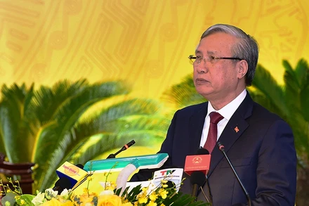 Đồng chí Trần Quốc Vượng, Ủy viên Bộ Chính trị, Thường trực Ban Bí thư phát biểu chỉ đạo đại hội.