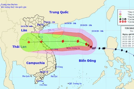 Vị trí và hướng di chuyển của bão số 8. (Nguồn: kttv.gov.vn)