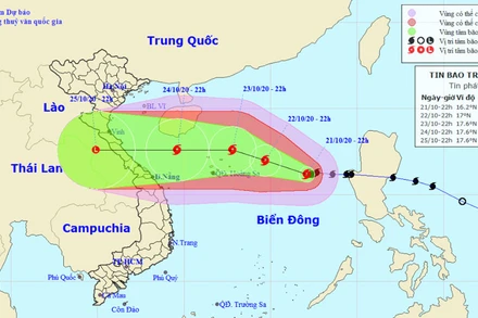 Vị trí và hướng di chuyển của bão số 8. (Nguồn: kttv.gov.vn)