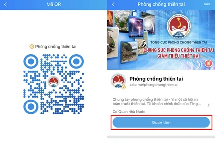 Trang Zalo của Ban Chỉ đạo TƯ về Phòng chống thiên tai.
