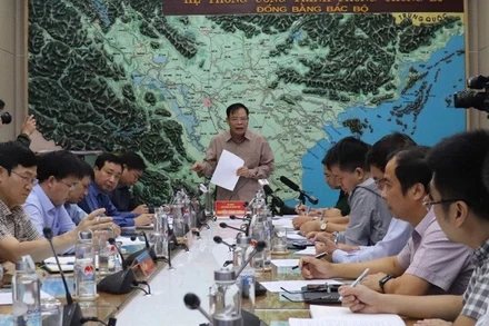 Bộ trưởng Nông nghiệp và Phát triển nông thôn, Phó trưởng ban thường trực Ban Chỉ đạo Trung ương về Phòng chống thiên tai Nguyễn Xuân Cường phát biểu tại cuộc họp.