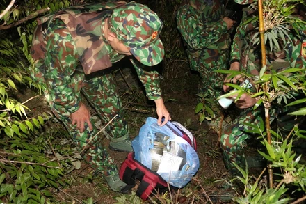 Tang vật 30 bánh heroin của nhóm đối tượng bỏ lại.