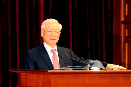 Tổng Bí thư, Chủ tịch nước Nguyễn Phú Trọng phát biểu khai mạc Hội nghị lần thứ 13 Ban Chấp hành Trung ương Đảng khóa XII. (Ảnh: Đăng Khoa)