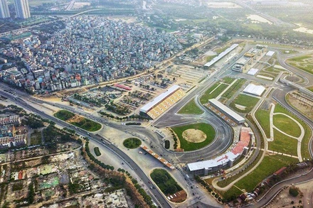 Đường đua F1 Hà Nội nhìn từ trên cao. 