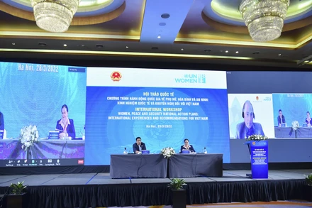Hội thảo quốc tế “Chương trình hành động quốc gia về Phụ nữ, Hòa bình và An ninh: Kinh nghiệm quốc tế và khuyến nghị đối với Việt Nam”. (Ảnh: UN Women)