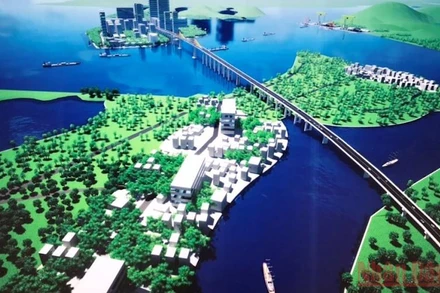 Phối cảnh tuyến đường bộ ven biển qua tỉnh Thừa Thiên Huế và cầu qua cửa biển Thuận An (thành phố Huế).