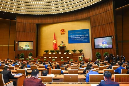 Quang cảnh Diễn đàn chính sách quốc gia về đào tạo nghề cho thanh niên. (Ảnh: Duy Linh)