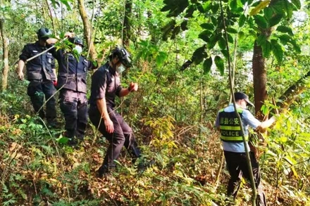 Lực lượng chức năng tìm kiếm cứu nạn tại hiện trường vụ tai nạn. (Ảnh: Nhân Dân nhật báo)