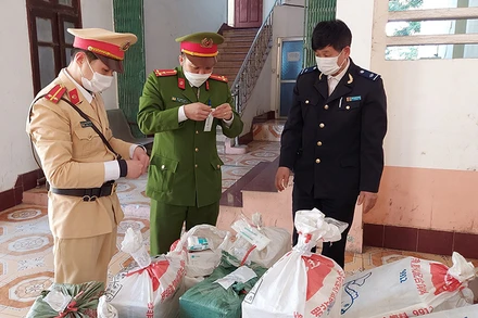 Lực lượng chức năng kiểm tra các bộ test Covid-19 không rõ nguồn gốc xuất xứ.