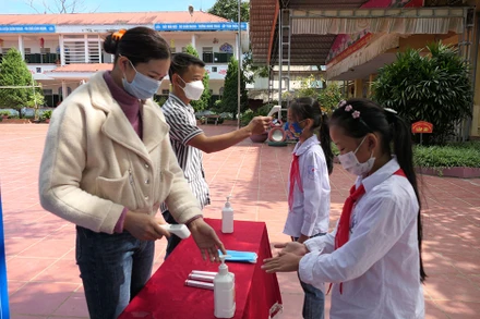 Bảo đảm công tác phòng, chống dịch tại Trường Tiểu học xã Quyết Tiến, huyện Quản Bạ.