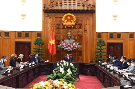 Quang cảnh buổi tiếp. (Ảnh: Trần Hải)