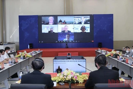 Toàn cảnh hội nghị trực tuyến xúc tiến đầu tư Cộng hòa Liên bang Đức.