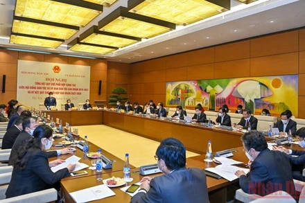 Quang cảnh hội nghị Tổng kết quy chế phối hợp giữa Hội đồng Dân tộc và Ủy ban Dân tộc. (Ảnh Duy Linh)