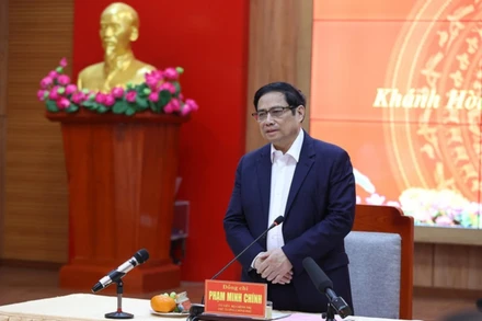 Thủ tướng Phạm Minh Chính làm việc với Ban Thường vụ Tỉnh ủy Khánh Hòa. (Ảnh: Nhật Bắc)