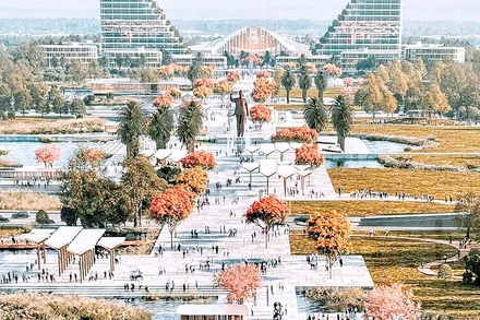 Phối cảnh phương án thiết kế kiến trúc Trung tâm chính trị-hành chính thành phố Hải Phòng được lựa chọn.