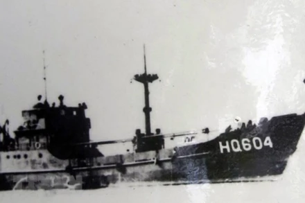 Tàu HQ-604 - con tàu bị địch bắn chìm trong cuộc chiến đấu bảo vệ chủ quyền biển đảo Tổ quốc ở Gạc Ma, ngày 14/3/1988. (Nguồn: TTXVN)