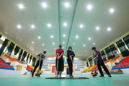 Huyện Đan Phượng đang gấp rút hoàn thiện các hạng mục để sẵn sàng phục vụ thi đấu môn JuJitsu tại SEA Games 31. (Ảnh: THÀNH ĐẠT)