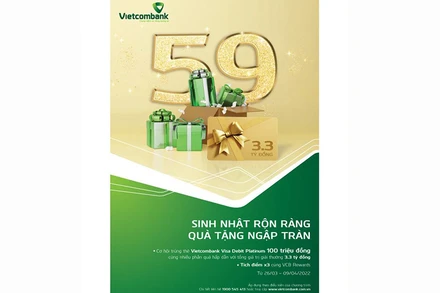 Ưu đãi hấp dẫn dành cho khách hàng nhân dịp sinh nhật 59 năm Vietcombank
