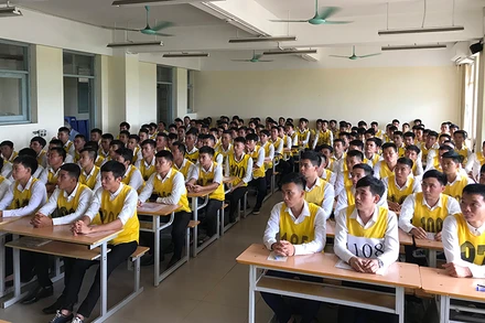 Lao động dự tuyển chọn thực tập sinh sang Nhật Bản (Ảnh chụp trước khi dịch Covid-19 bùng phát: Colab).