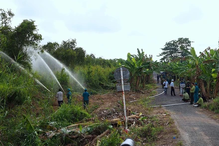 Ngành chức năng Cà Mau tăng cường diễn tập cho các chủ rừng nhằm bảo đảm công tác PCCC rừng mùa khô 2021-2022. 