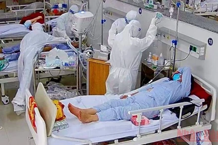 Khu điều trị bệnh nhân Covid-19 tầng 3 ở Bệnh viện hữu nghị Việt Nam-Cuba Đồng Hới.