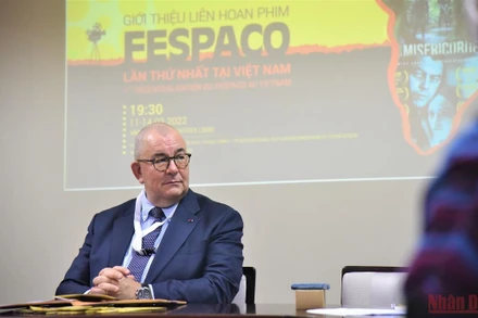 Đại sứ Vương quốc Bỉ tại Việt Nam Paul Jansen trong buổi họp báo ra mắt Liên hoan phim FESPACO lần thứ nhất tại Việt Nam. (Ảnh: Minh Duy)