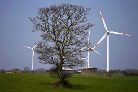 Các turbine gió được nhìn thấy gần Tuscania, phía bắc Rome, Italia, ngày 20/3/2015. (Ảnh: Reuters)