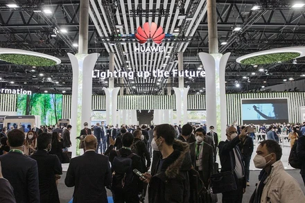 Gian trưng bày của Huawei tại Triển lãm di động toàn cầu (MWC) năm 2022 tại Barcelona, Tây Ban Nha. Ảnh: Huawei