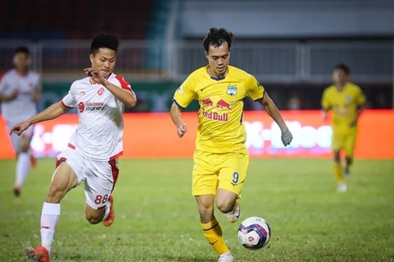 Hoàng Anh Gia Lai giành 3 kết quả hòa và 1 thất bại sau 4 vòng đầu tiên tại Night Wolf V-League 2022. (Ảnh: PV/Vietnam+)