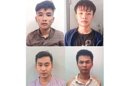 Các đối tượng Khang, Lâm, Quốc và Tú bị Cơ quan Công an tạm giữ. (Ảnh: VT)