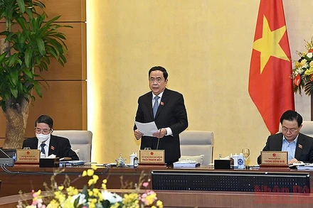 Phó Chủ tịch Thường trực Quốc hội Trần Thanh Mẫn điều hành nội dung phiên họp. (Ảnh Duy Linh)