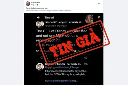 Một tài khoản đăng thông tin sai sự thật về CEO Disney. (Ảnh chụp màn hình)