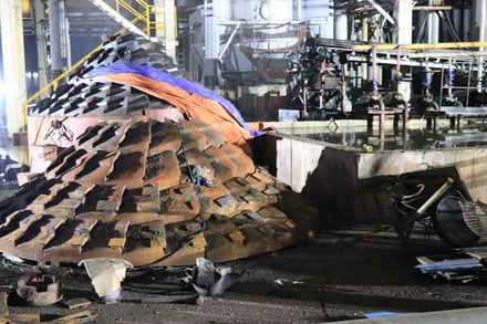 Vụ nổ trạm khí than tại Công ty Cổ phần Gạch ốp lát BNC, khu công nghiệp Quế Võ 2, thôn Hữu Bằng, xã Ngọc Xá, huyện Quế Võ, tỉnh Bắc Ninh ngày 12/10/2021. (Ảnh tư liệu: Báo Nhân Dân).