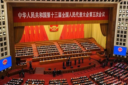 Phiên bế mạc kỳ họp thứ 5 Quốc hội Trung Quốc khóa 13. (Ảnh: HỮU HƯNG)