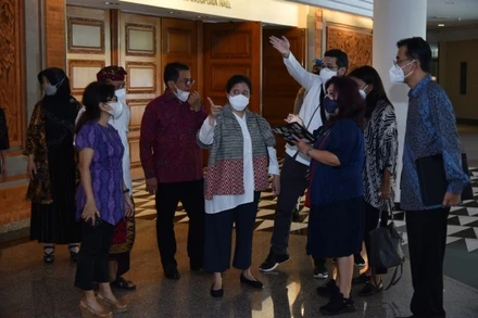 Kiểm tra công tác chuẩn bị cho IPU 144 tại Trung tâm hội nghị quốc tế Bali. (Ảnh: Quốc hội Indonesia) 