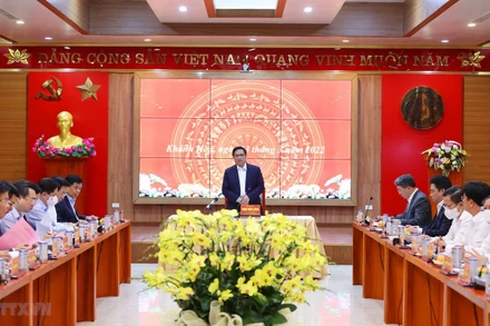 hủ tướng Phạm Minh Chính chủ trì làm việc với lãnh đạo chủ chốt tỉnh Khánh Hòa. (Ảnh: Dương Giang/TTXVN)