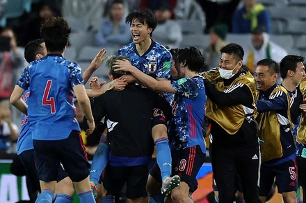 Nhật Bản giành vé đến Qatar dự World Cup 2022. (Nguồn: TTXVN)