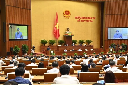 Các đại biểu Quốc hội dự phiên họp tại Hội trường Diên Hồng, chiều 25/5. (Ảnh: LINH KHOA)