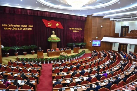 Hội nghị lần thứ 5 Ban Chấp hành Trung ương Đảng Cộng sản Việt Nam khóa XIII. (Ảnh: ĐĂNG KHOA)