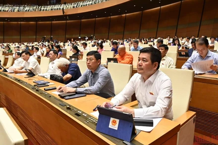 Các đại biểu Quốc Hội trong phiên làm việc tại Hội trường Diên Hồng, sáng 30/5. (Ảnh: LINH KHOA)