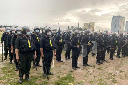 Lực lượng thuộc Bộ Tư lệnh Cảnh sát cơ động sẵn sàng thực hiện công tác bảo đảm an toàn SEA Games 31.