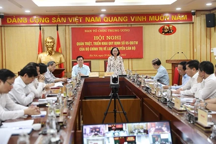 Ban Tổ chức Trung ương tổ chức Hội nghị quán triệt, triển khai Quy định số 65 của Bộ Chính trị "Về luân chuyển cán bộ". Ảnh: Tạp chí xây dựng Đảng. 