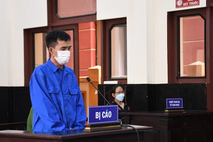 Bị cáo Trần Hoàng Huấn tại phiên tòa xét xử sơ thẩm.