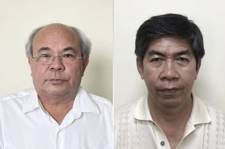 Bị can Hoa Công Hậu (trái) và Lê Thành Lữ.